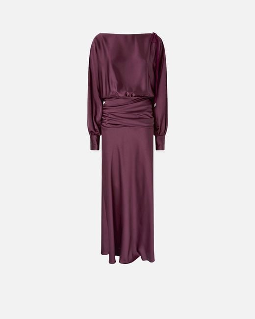 Pinko Purple Long Satin Dress With Draping