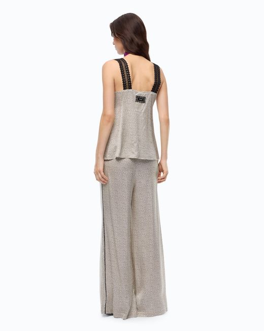 Pinko White Flared Polka-Dot Satin Trousers