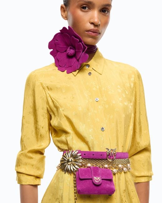 Pinko Yellow Long Shirt Dress With Belt