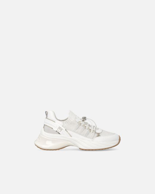Pinko White Knitted Sneakers With Laces And Cord Lock