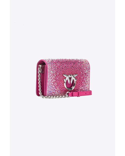 Pinko Pink Galleria Full-Rhinestone Mini Love Bag Click, Fuchsia-Shiny Nickel