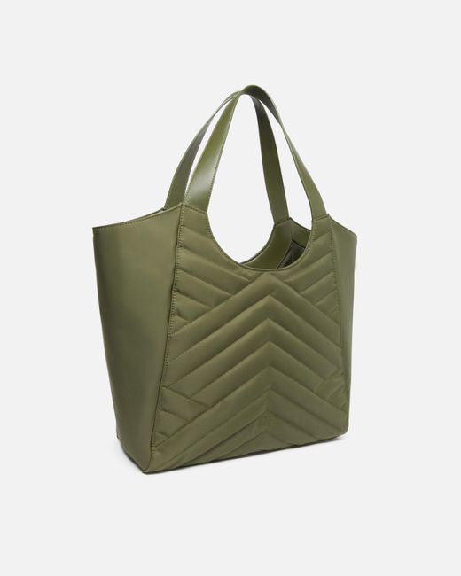 Pinko Green Shopper Bag In Puzzle-quilted Recycled Fabric
