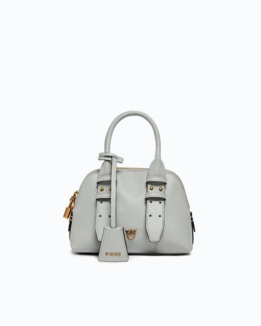 Pinko White Leather Mini Escape Bag Bowling Bag