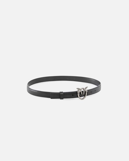 Pinko White Love Birds Thin Leather Belt 2Cm
