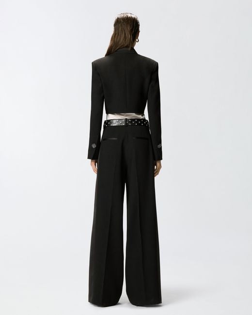 Pinko Black Cropped Jacket With Satin Details