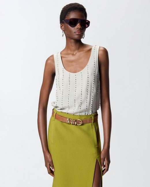 Pinko White Vest Top With Jewel Stripes