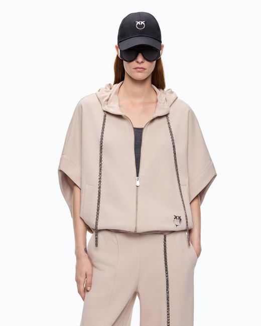Pinko Natural Fleece Jacket With Hood And Chain