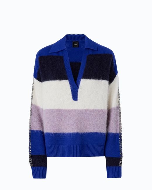 Pinko Blue Striped Alpaca-Blend Sweater