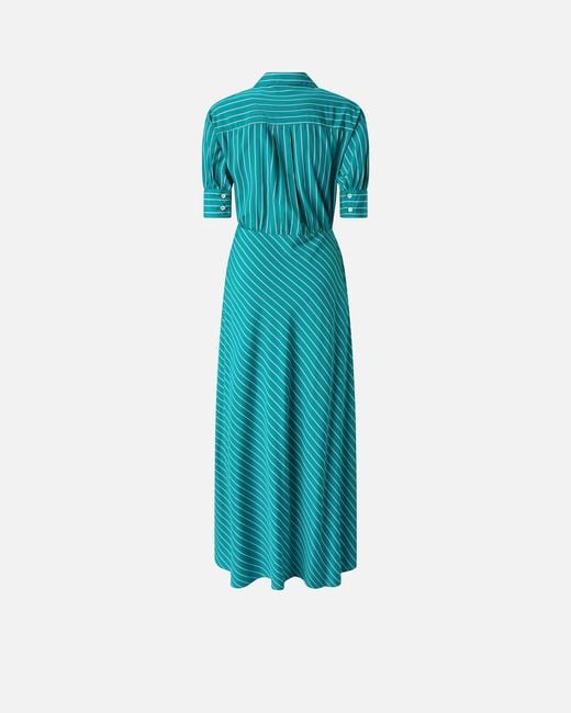 Pinko Blue Long Wrap Dress With Striped Pattern