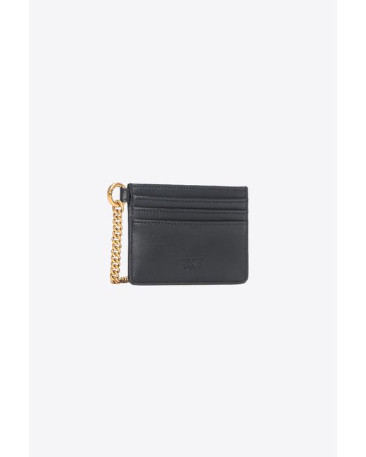 Pinko Black Leather Card Holder With Chain