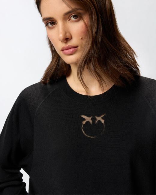 Pinko Black Sweater With Love Birds Logo