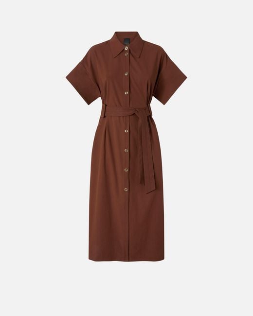 Pinko Brown Midi Shirt Dress With Belt