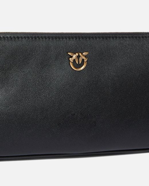 Pinko White Leather Mini Half Moon Crossbody Bag