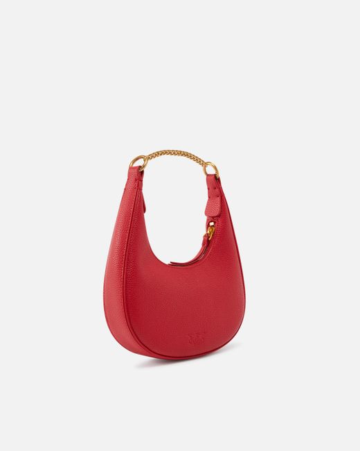 Pinko Red Brioche Bag Rounded Leather Shoulder Bag