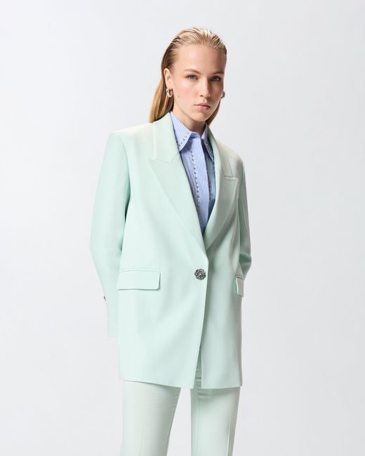 Pinko Blue Jacket With Rose Jewel Buttons