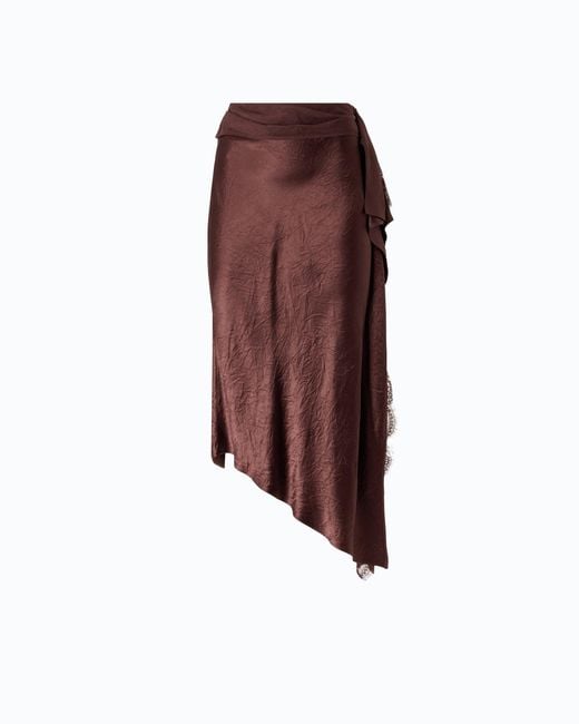 Pinko Red Asymmetric Midi Skirt