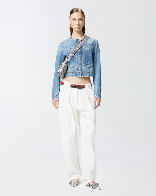 Pinko Blue Short Denim Jacket With Breast Pockets And Buttons