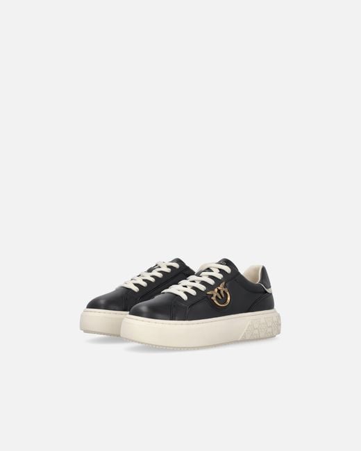 Pinko White High-Soled Flatform Sneakers With Metal Logo