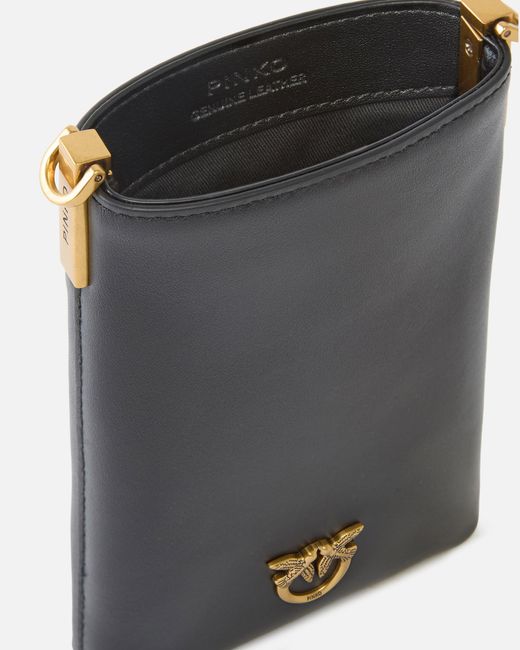 Pinko White Leather Smartphone Case With Shoulder Strap