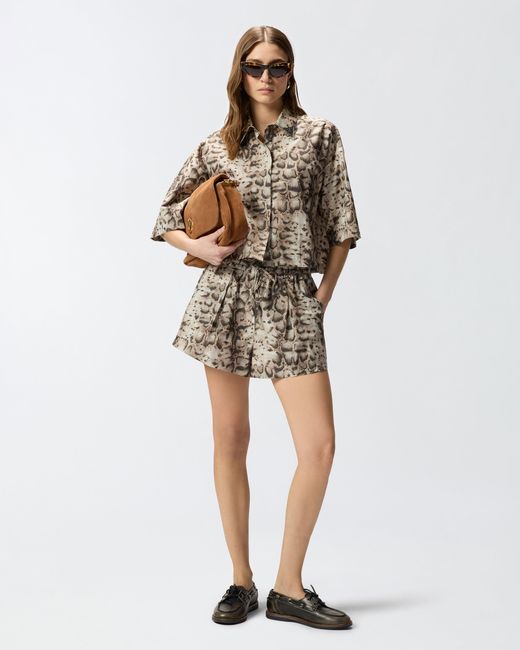 Pinko Natural Snake-Print Shorts