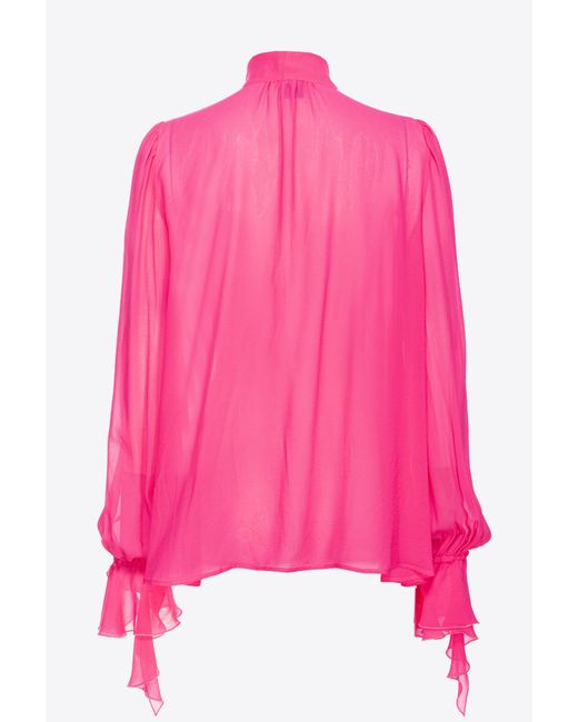 Pinko Pink Blouse With Bow And Ruching