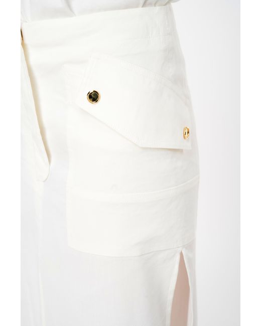 Pinko White Linen Skirt With Slits