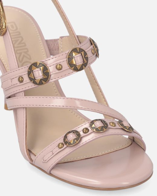 Pinko White High Slingback Sandals With Straps And Studs