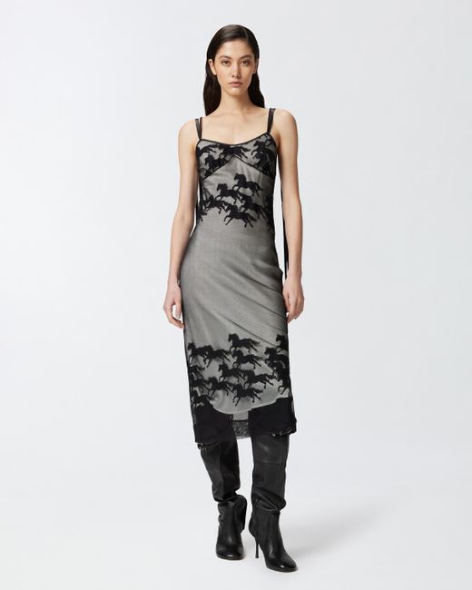 Vestido Midi Transparente Con Diseño De Caballos Reimagine X Patrick Mcdowell Pinko de color White