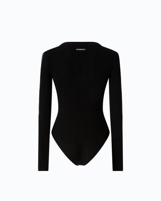 Pinko Black Bodysuit With Sheer Details