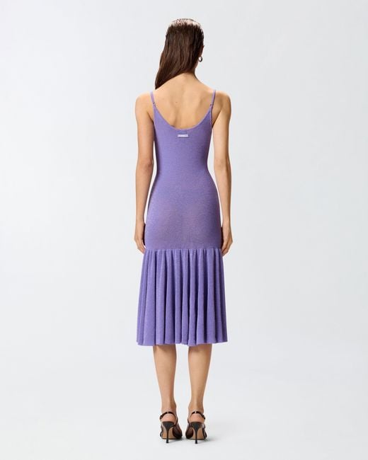 Pinko Purple Mini Dress With Shoulder Straps And Pleats