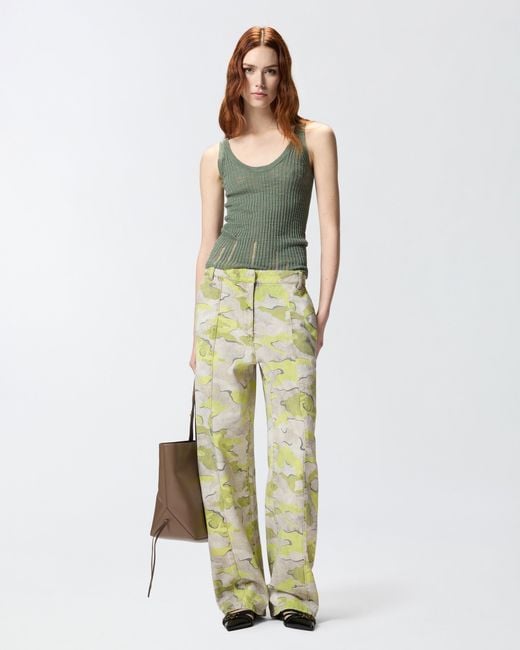 Pinko Green Ribbed Vest Top With Logo