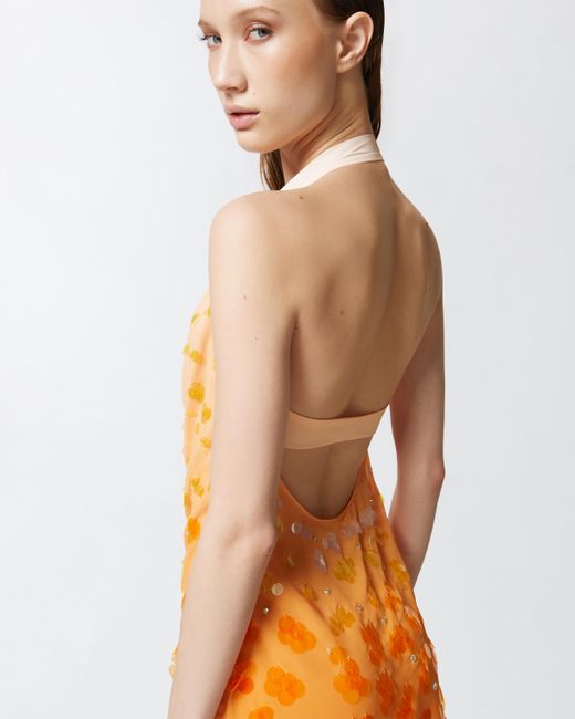 Pinko Orange Gradient Mini Dress With Sequins And Open Back