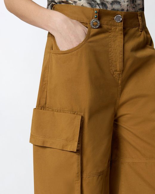 Pinko Natural Cargo Bermuda Shorts With Rivets