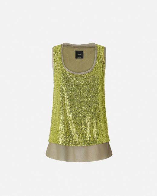 Pinko Green Fully Sequinned Vest Top