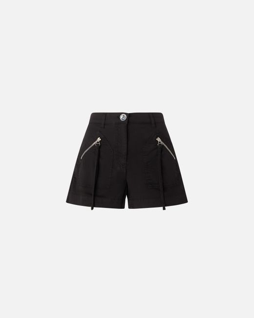 Pinko Black Cotton Shorts With Pockets And Zip
