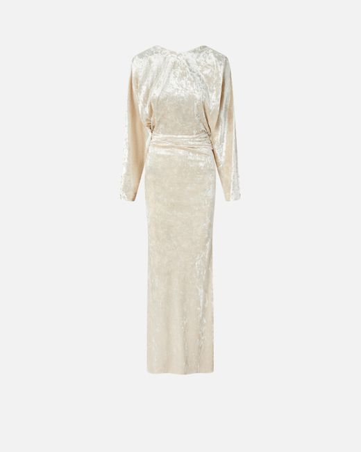 Pinko Long Velvet Dress With Open Back in White | Lyst UK