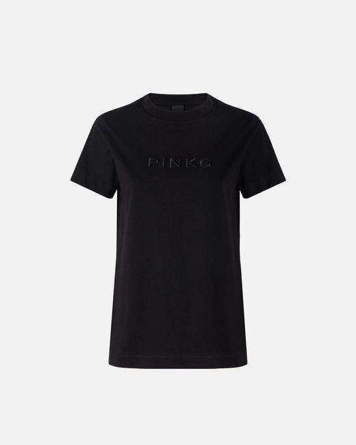 Pinko Black T-Shirt With Logo Embroidery