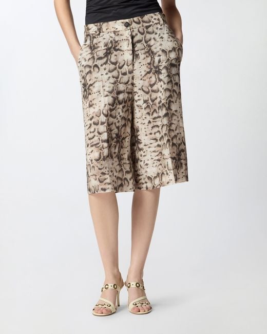 Pinko White Bermuda Shorts With Snake Print