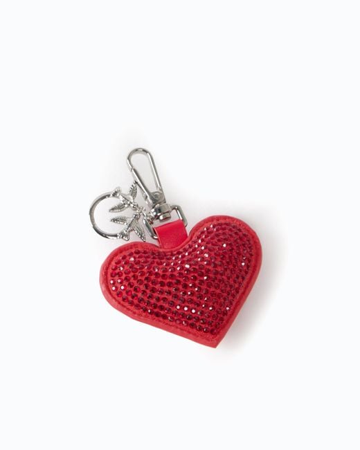 Pinko Red Keyring Charm With Heart And Rhinestones