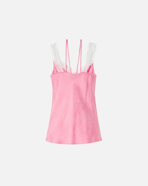 Pinko Pink Spotted Lingerie Top With Lace