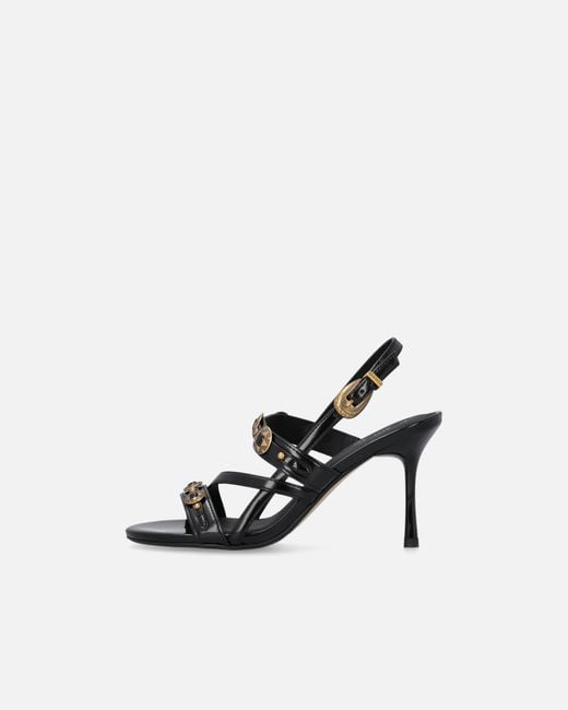 Pinko White High Slingback Sandals With Straps And Studs