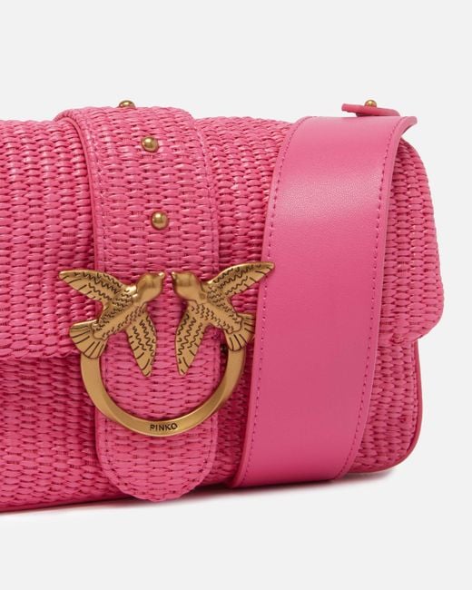 Borsa A Spalla Piccola Mini Love Bag Slouchy di Pinko in Pink