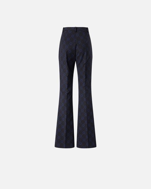 Pinko Blue Trousers With A Geometric And Floral Motif