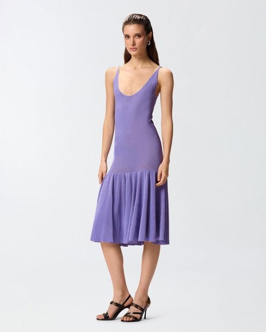 Pinko Purple Mini Dress With Shoulder Straps And Pleats