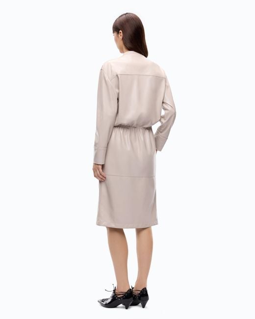 Pinko Pink Leather-Effect Midi Dress With Zip