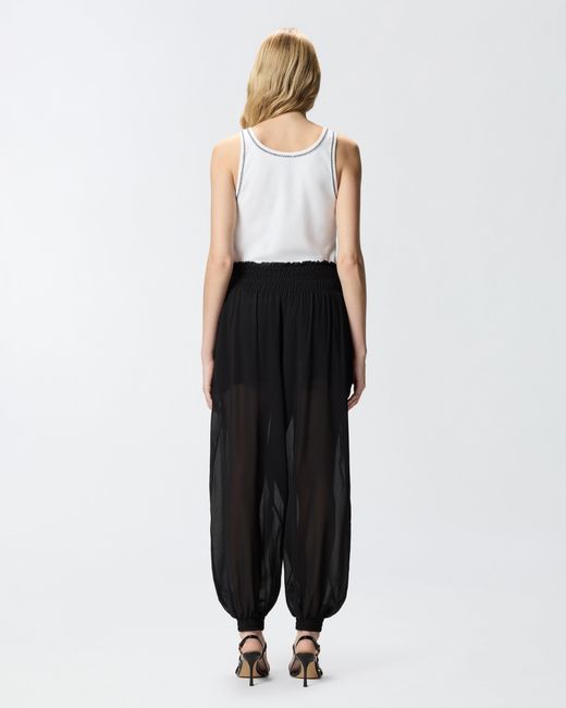 Pinko White Ribbed Vest Top With Love Birds Embroidery