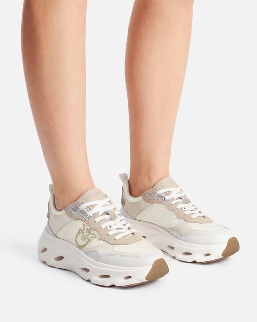 Pinko White Sneakers With Love Birds Logo