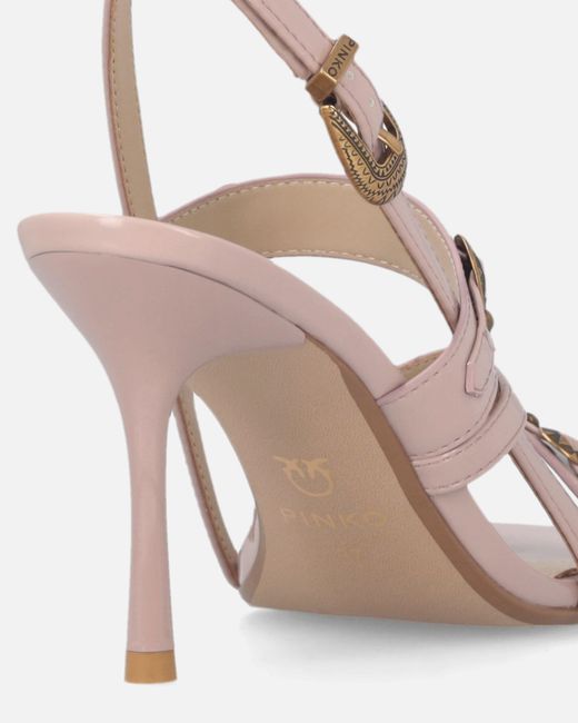 Pinko White High Slingback Sandals With Straps And Studs