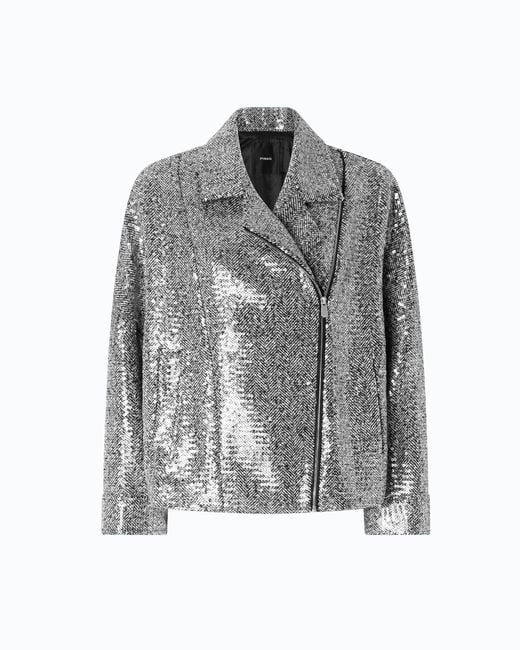 Pinko Gray Sequinned Pea Coat