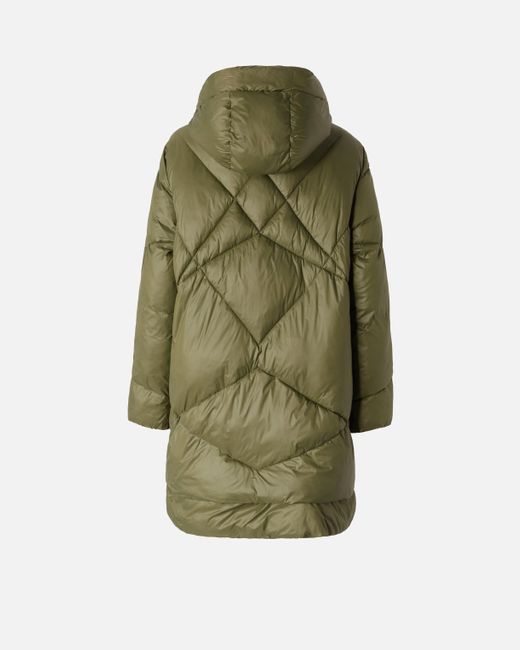 Pinko Green Technical Canvas Padded Puffer Jacket With Hood, Ivy